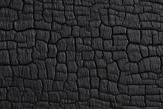 Cracked black charred wood surface texture