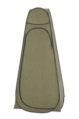Portable olive green pop-up privacy tent with a zipper closure is presented on a clean white background © Chinases