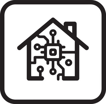 Smart home house circuit board technology digital automation vector icon   