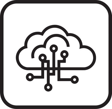 Cloud computing circuit network technology digital data vector icon   