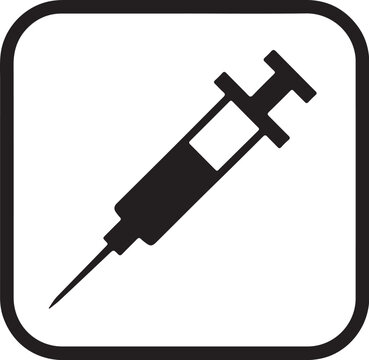 Syringe vaccine medical injection healthcare treatment vector icon   