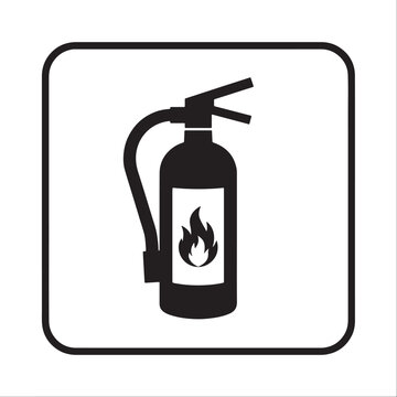 Fire extinguisher safety protection emergency hazard vector icon   