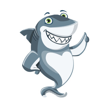 Happy shark mascot dancing vector illustration