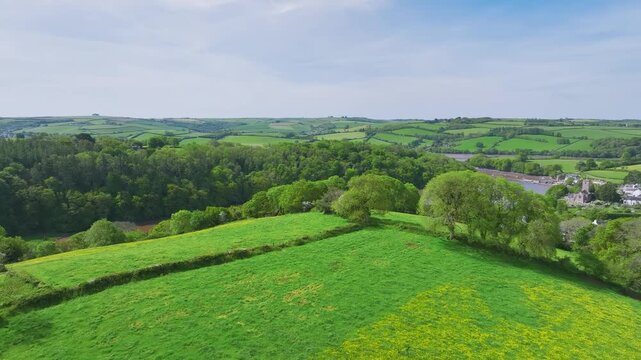 Stoke Gabriel from a drone, Devon, South Hams, England, United Kingdom