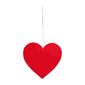 Hanging red heart decoration for valentines day celebration