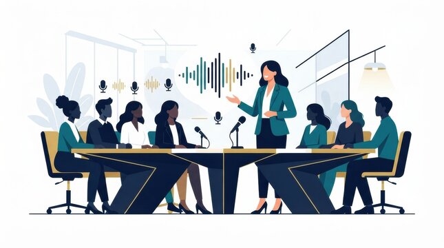 A group of business leaders participate in a meeting focused on enhancing team dynamics and amplifying quieter voices.