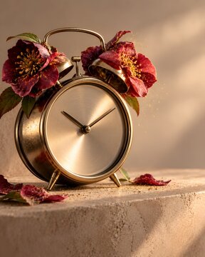 Alarm Clock Blooming With Flowers