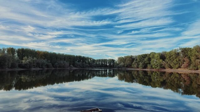 Scenic video of Rott Island on the Rhine River near Linkenheim-Hochstetten in Baden-W&uuml;rttemberg, Germany. 