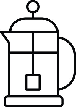 French press coffee maker and tea plunger line icon