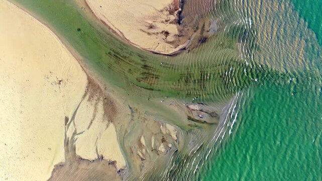 Aerial photograph, top-down view of the Radolfzell Aach estuary with current lines, structures, patterns, sediments, Radolfzell on Lake Constance, Untersee, district of Constance, Baden-W&uuml;rttemberg