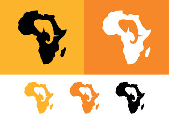 Africa continent map elephant shape solid fill. © Easy
