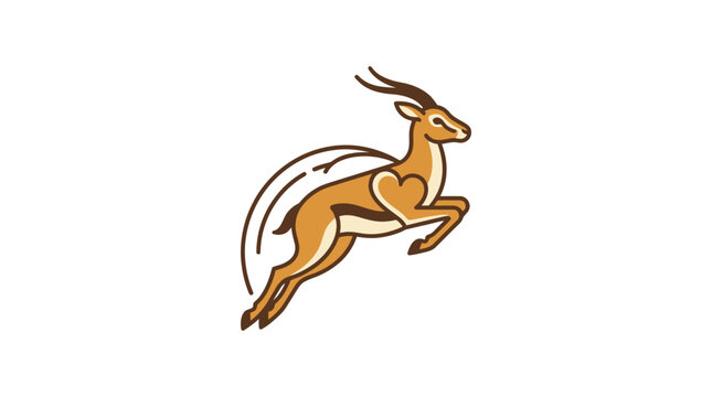 Jumping gazelle icon with heart motif on side
