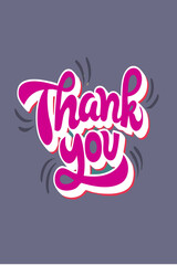 Thank you Pink retro typography On Gray background © rabia