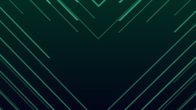 Geometric chevron pattern with diagonal green lines on dark gradient, modern abstract design for corporate branding