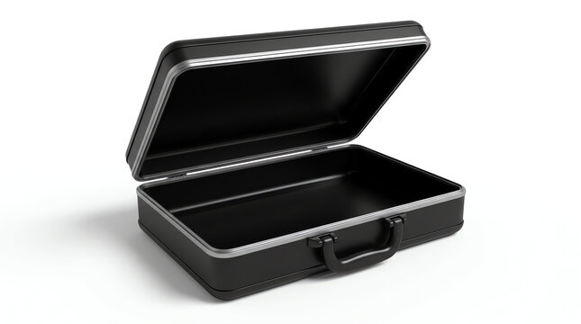 open metallic suitcase briefcase isolated. 3d illustration (1)
