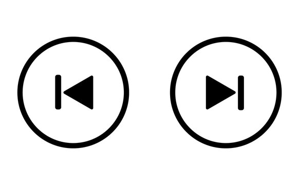 Skip Previous and Skip Next Media Player Vector Icon Set