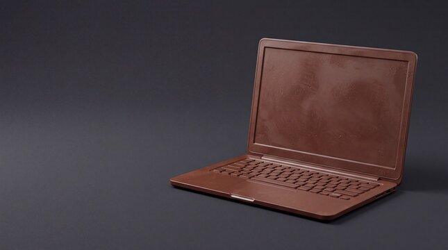 Laptop Computer Made Entirely of Solid Chocolate on Dark Background