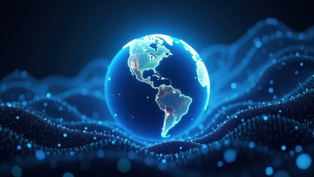 Futuristic Digital Globe with North and South America Visualization