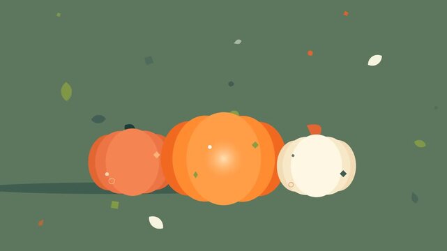 Animated 2D Flat Halloween Pumpkin Concept On Solid White Background
