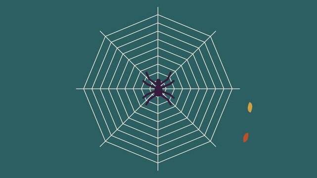 Animated 2D Flat Spooky Halloween Spider Concept On Solid White Background
