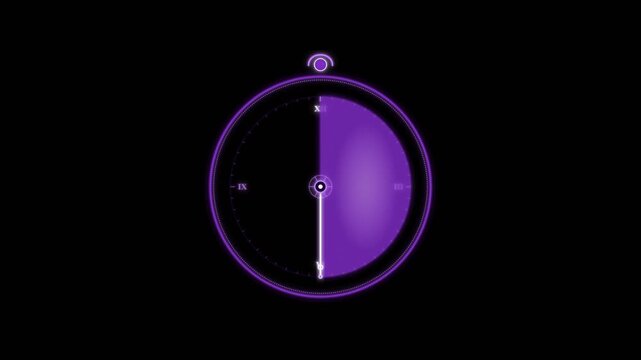 Violet Glow digital stopwatch timer animation for motion graphics