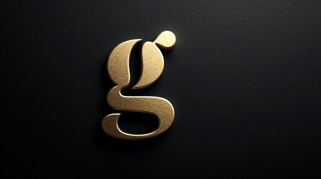 Gold lowercase letter g logo with coffee bean shape in negative space. Luxury metallic branding design on black background. Minimalist symbol for cafe, coffee shop, gourmet brand identity. Elegant 3d