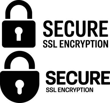 Two black padlock icons with the text secure SSL encryption
