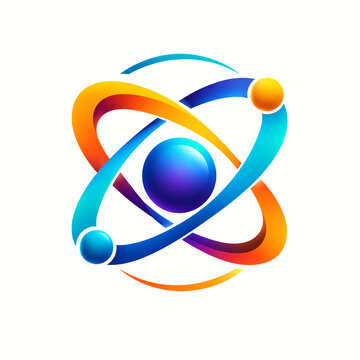 Quantum Computing Logo with Orbital Particle, Entangled Rings and Advanced Science Technology Symbol