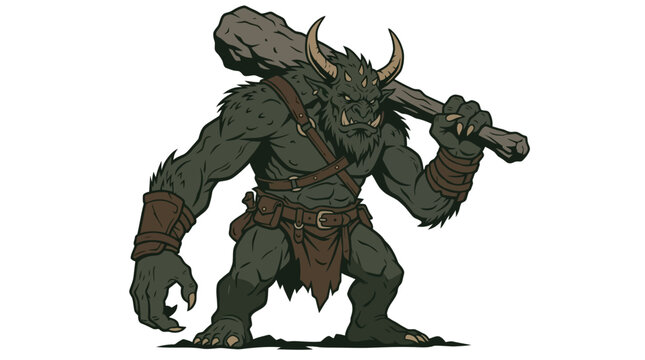 Horned Troll Warrior Character Illustration