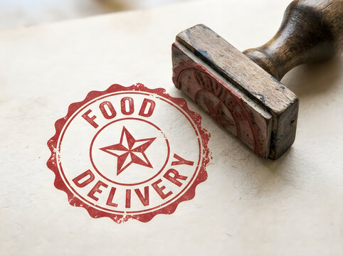 Food delivery stamp with star logo