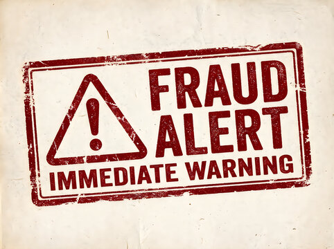 Fraud alert warning sign with exclamation mark