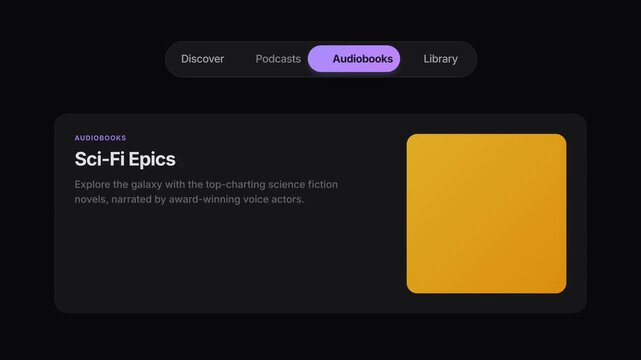 Modern dark mode iOS-style tab navigation with a pastel floating bubble background that stretches elastically between tabs.