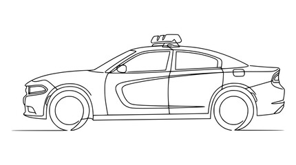 Single Line Drawing Police Car Icon Isolated on Transparent Background © Wesi
