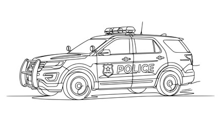 Police SUV Vehicle Outline Drawing Isolated © Wesi