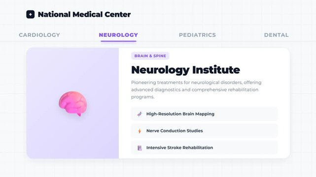 Frame-by-frame animated navigation menu tailored for medical themes. The active tab indicator dynamically morphs into an EKG heartbeat waveform while moving between tabs.