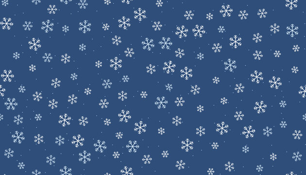 Seamless white snowflake pattern on winter blue