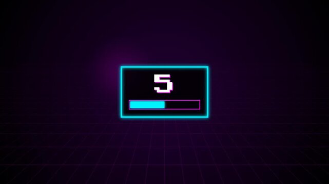 Retro pixel art loading screen with glowing progress bar