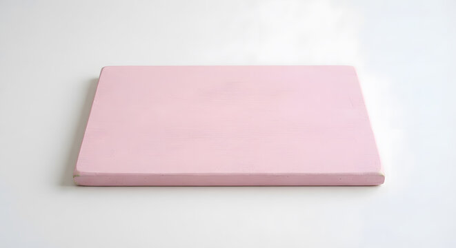 A pastel pink painted wooden board on a clean white background