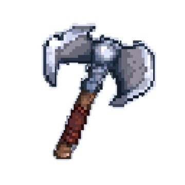 Pixel art double-headed battle axe