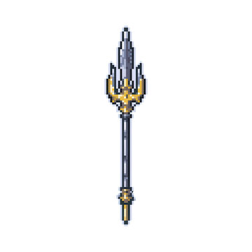 Pixel Art Trident Weapon Icon