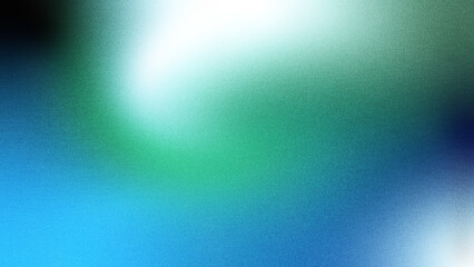 Black dark blue cyan aqua emerald green teal white retro abstract background. Color gradient ombre blend. Soft blur light glow haze shine effect. Smooth fluid shapes with vintage tone and grain noise © BOTAHRY DEX