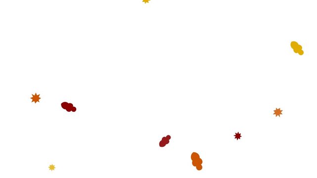 Seamless loop of animated autumn leaves falling with flat vector style on a transparent background