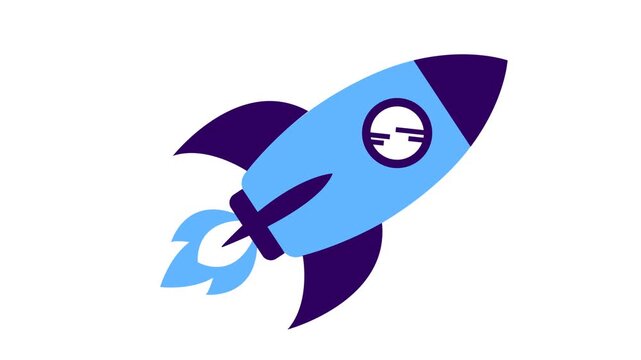 Flat Rocket Launch icon animation for Startup Technology and business goal Concept