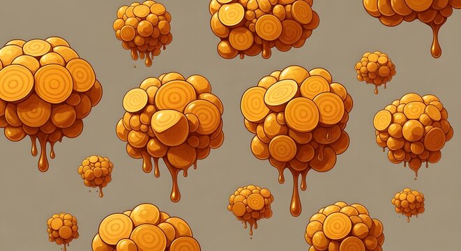 Caramel Candy Clusters Seamless Pattern Illustration for Packaging and Branding