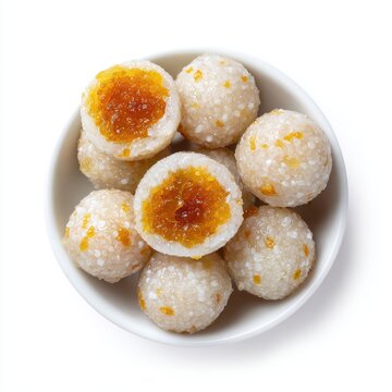 Burmese Thingyan mont lone yay paw glutinous rice  isolated on a white background