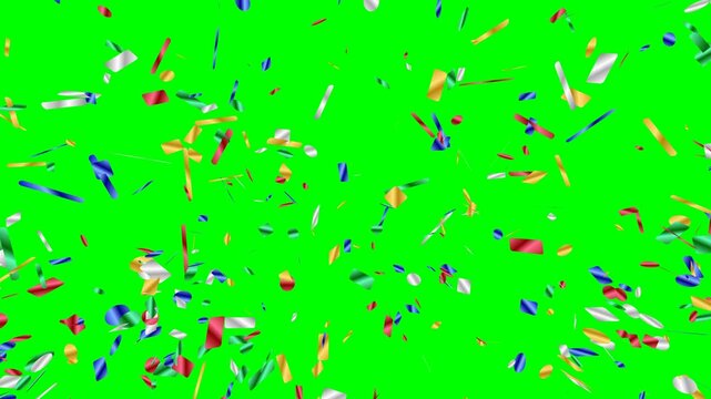 Majestic 10s 4K master confetti burst simulation. Features flawless ballistic physics, metallic foil gradients, and a zero opacity scale out method for perfect green screen alpha extraction.