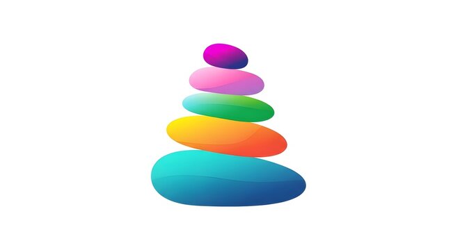 Colorful stacked balancing stones vector illustration representing zen and harmony.