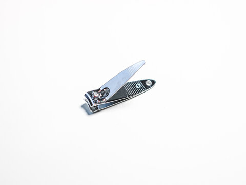 Stainless steel nail clippers isolated on a white background. Clipping path.