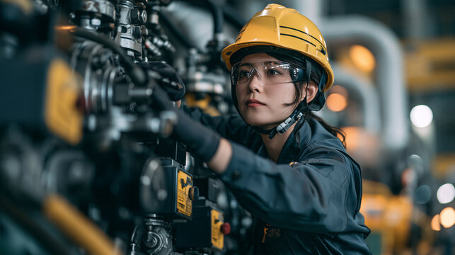 機械設備の保守点検に取り組むプロフェッショナルな工場スタッフ