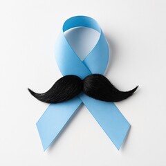 Naklejka na ściany i meble Ribbon with a mustache symbol for movember prostate cancer awareness and men health charity support